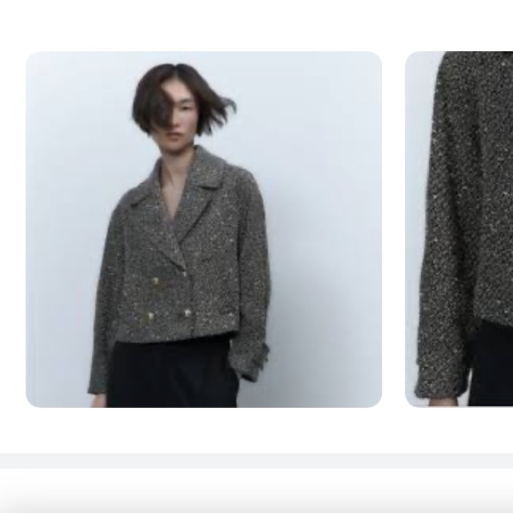 ZARA CROPPED TEXTURED BLAZER, Small, New with Tags